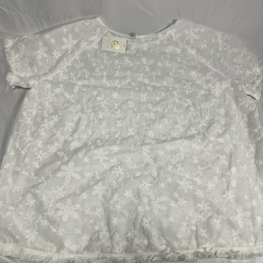 Flycurvy Lace Blouse Women 5XL White